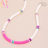 Colorful Surfer Beads Polymer Clay Choker Necklace Soft Pottery Swim Jewelry