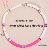 Colorful Surfer Beads Polymer Clay Choker Necklace Soft Pottery Swim Jewelry