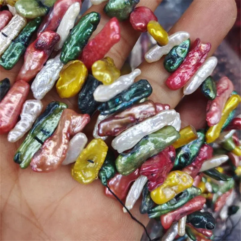 Biwa Shape Mix Colors Freshwater Pearl String 15-20MM
