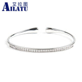 Micro Pave CZ & Charm Cuff Open Bangle Bracelet