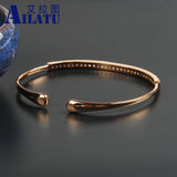 Micro Pave CZ & Charm Cuff Open Bangle Bracelet