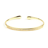 Micro Pave CZ & Charm Cuff Open Bangle Bracelet