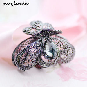 Retro Rhinestone Filigree Flower Hair Claw Clip Crystal Flower Hair Accessories