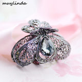 Retro Rhinestone Filigree Flower Hair Claw Clip Crystal Flower Hair Accessories