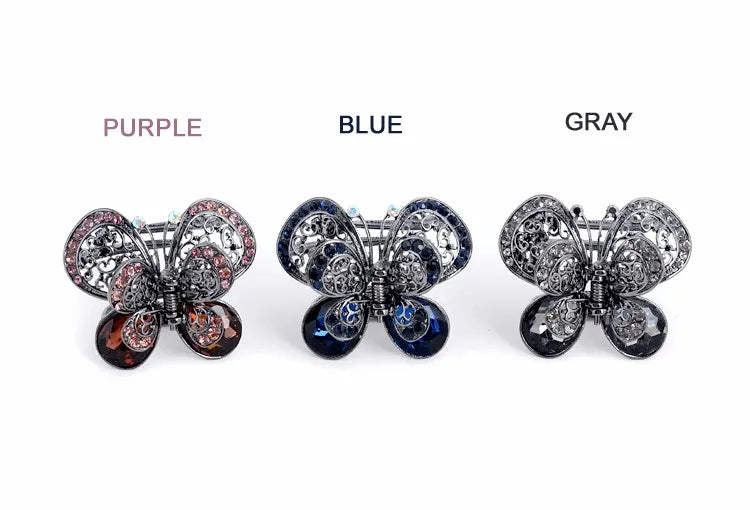 Retro Rhinestone Filigree Flower Hair Claw Clip Crystal Flower Hair Accessories