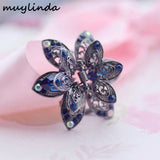 Retro Rhinestone Filigree Flower Hair Claw Clip Crystal Flower Hair Accessories