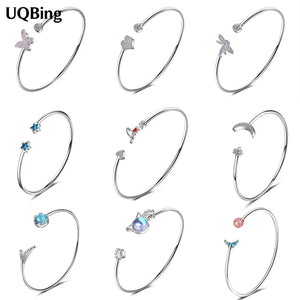 Star Butterfly Moon CZ Zircon Bangles Silver Jewelry