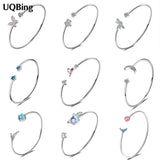 Star Butterfly Moon CZ Zircon Bangles Silver Jewelry