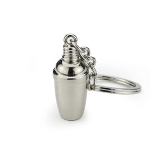 Cocktail Shaker Wine Glass Key Chain Pendant Bartender Keyring
