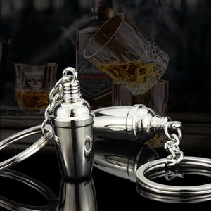 Cocktail Shaker Wine Glass Key Chain Pendant Bartender Keyring
