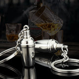 Cocktail Shaker Wine Glass Key Chain Pendant Bartender Keyring