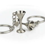 Cocktail Shaker Wine Glass Key Chain Pendant Bartender Keyring