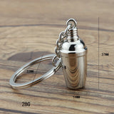 Cocktail Shaker Wine Glass Key Chain Pendant Bartender Keyring