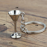 Cocktail Shaker Wine Glass Key Chain Pendant Bartender Keyring