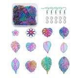 Flower Filigree Pendant Multi-color Charms with Earring Hooks