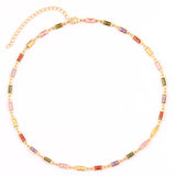Colorful Rainbow CZ Tennis Chain Necklace