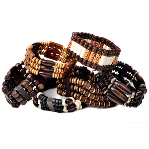 5Pcs Natural Wood Beads Mix Style Charm Bracelets Jewelry