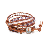 5 Layers Leather Wrap Bracelet with Natural Stones