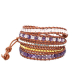 5 Layers Leather Wrap Bracelet with Natural Stones