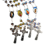 Catholic Rosary Necklace Heart Shape Beads