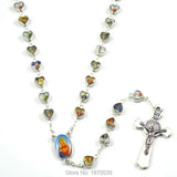 Catholic Rosary Necklace Heart Shape Beads