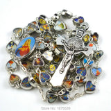 Catholic Rosary Necklace Heart Shape Beads