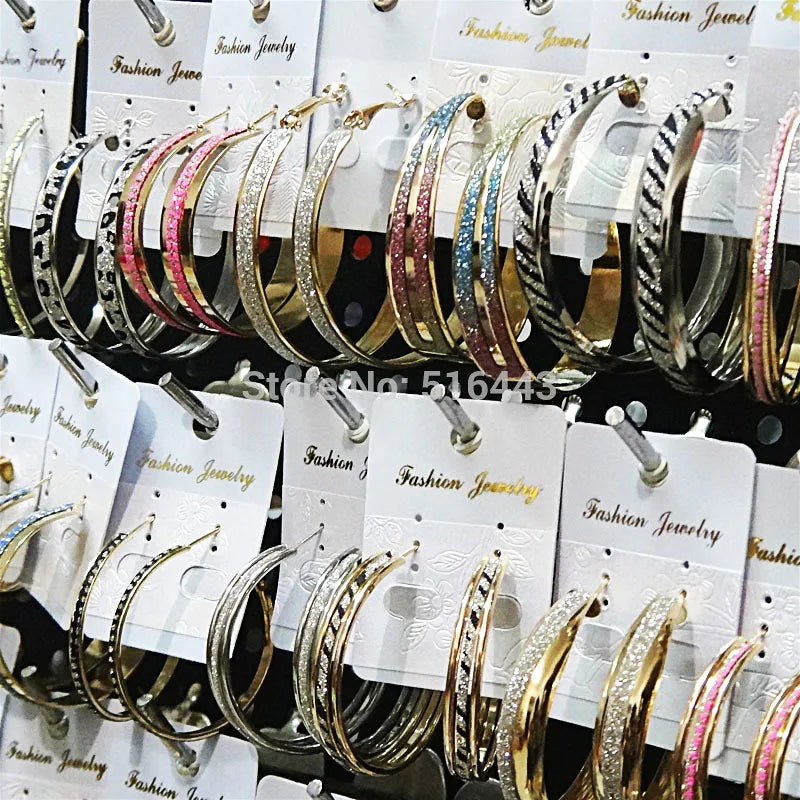 12pair Frosted Silver Big Hoop Earrings For Women