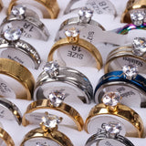 Colorful Zircon Rings 20Pcs/Lot Stainless Steel Jewelry Men Women Gift