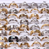 Colorful Zircon Rings 20Pcs/Lot Stainless Steel Jewelry Men Women Gift