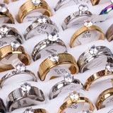Colorful Zircon Rings 20Pcs/Lot Stainless Steel Jewelry Men Women Gift