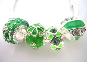 20pcs Green Oil-dripped Alloy Metal European Charms Beads for Bracelet DIY