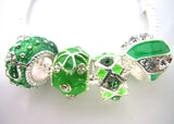 20pcs Green Oil-dripped Alloy Metal European Charms Beads for Bracelet DIY