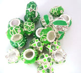 20pcs Green Oil-dripped Alloy Metal European Charms Beads for Bracelet DIY