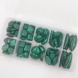 80Pcs Flat Base Malachite Peacock Stone Beads