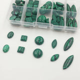 80Pcs Flat Base Malachite Peacock Stone Beads