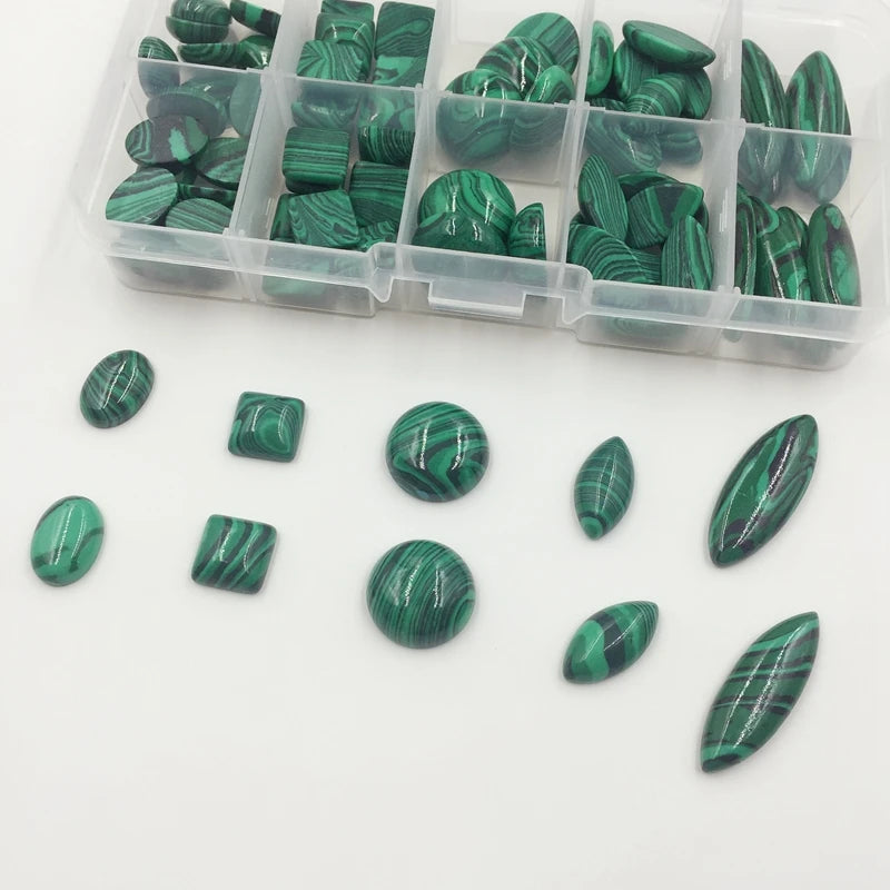 80Pcs/Box Malachite Peacock Stone Beads Jewelry Findings