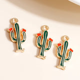 Enamel Cartoon Cactus Alpaca Charms Pendants DIY Jewelry
