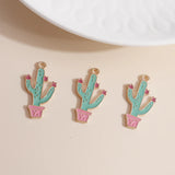 Enamel Cartoon Cactus Alpaca Charms Pendants DIY Jewelry