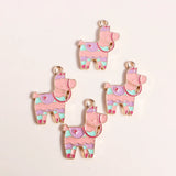 Enamel Cartoon Cactus Alpaca Charms Pendants DIY Jewelry