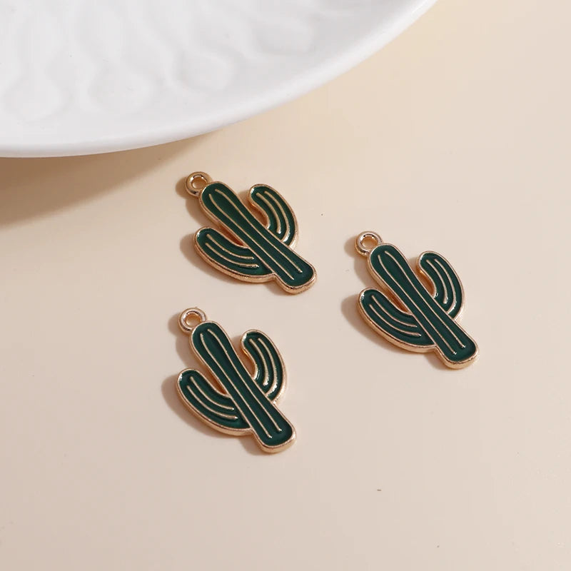 Enamel Cartoon Cactus Alpaca Charms Pendants DIY Jewelry