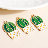 Enamel Cartoon Cactus Alpaca Charms Pendants DIY Jewelry