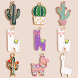 Enamel Cartoon Cactus Alpaca Charms Pendants DIY Jewelry