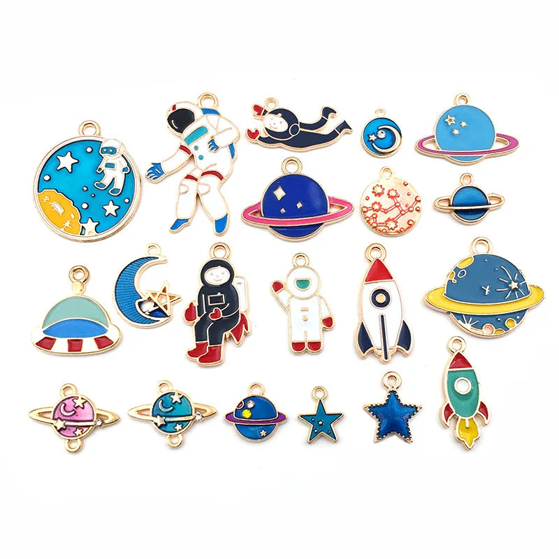 Universe Moon Enamel Charm for Jewelry Making DIY