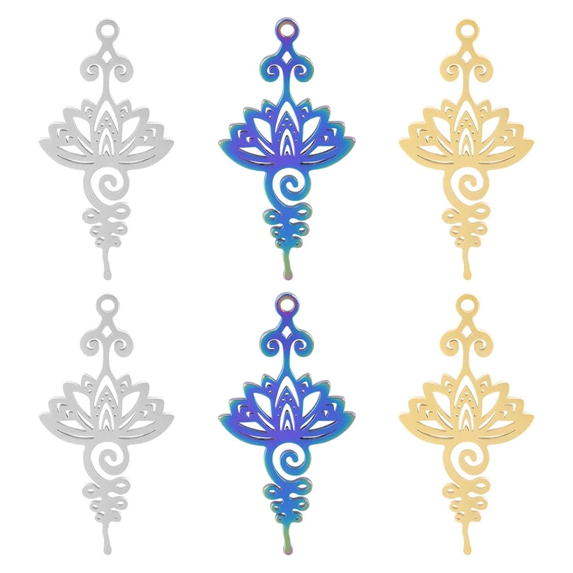 Lotus Flower Pendant Charms for Jewelry Making Supplies DIY Earrings