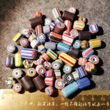 50g Nepal Hand Lampwork Safron Cylinder Beads DIY Antiqued Trade TSB0187