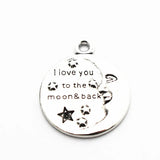 12pcs Alloy Love You To The Moon Back Dangle Charms Lobster Clasp Hanging