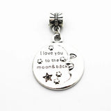 12pcs Alloy Love You To The Moon Back Dangle Charms Lobster Clasp Hanging
