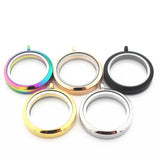 30mm Stainless Steel Twist Floating Locket Necklace Round Sparkles