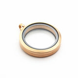 30mm Stainless Steel Twist Floating Locket Necklace Round Sparkles