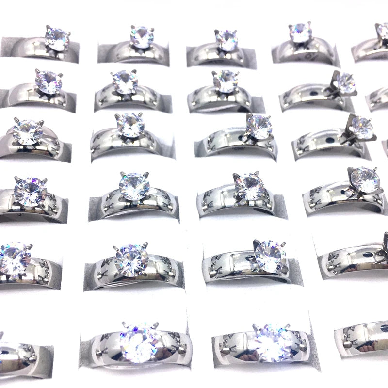 MixMax 24Pcs Women's Rings Zircon Stone Wedding Bands